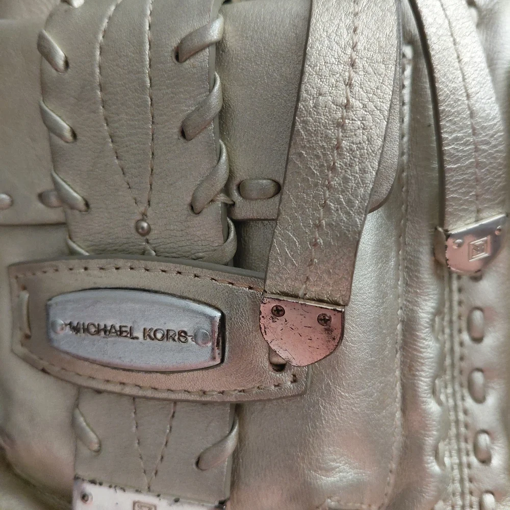 Michael Kors Metallic Silver Hobo Bag - Picture 3 of 4